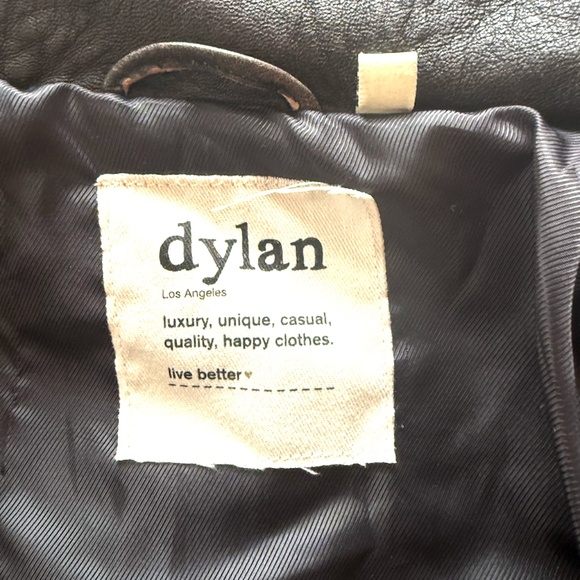 Dylan Los Angeles Womens Embellished Leather Jacket Medium Dark Brown Distressed - Picture 7 of 12